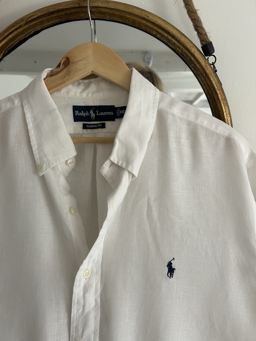 Ralph Lauren 100% Linen White Short-Sleeved Shirt, Size XXL - Classic Fit