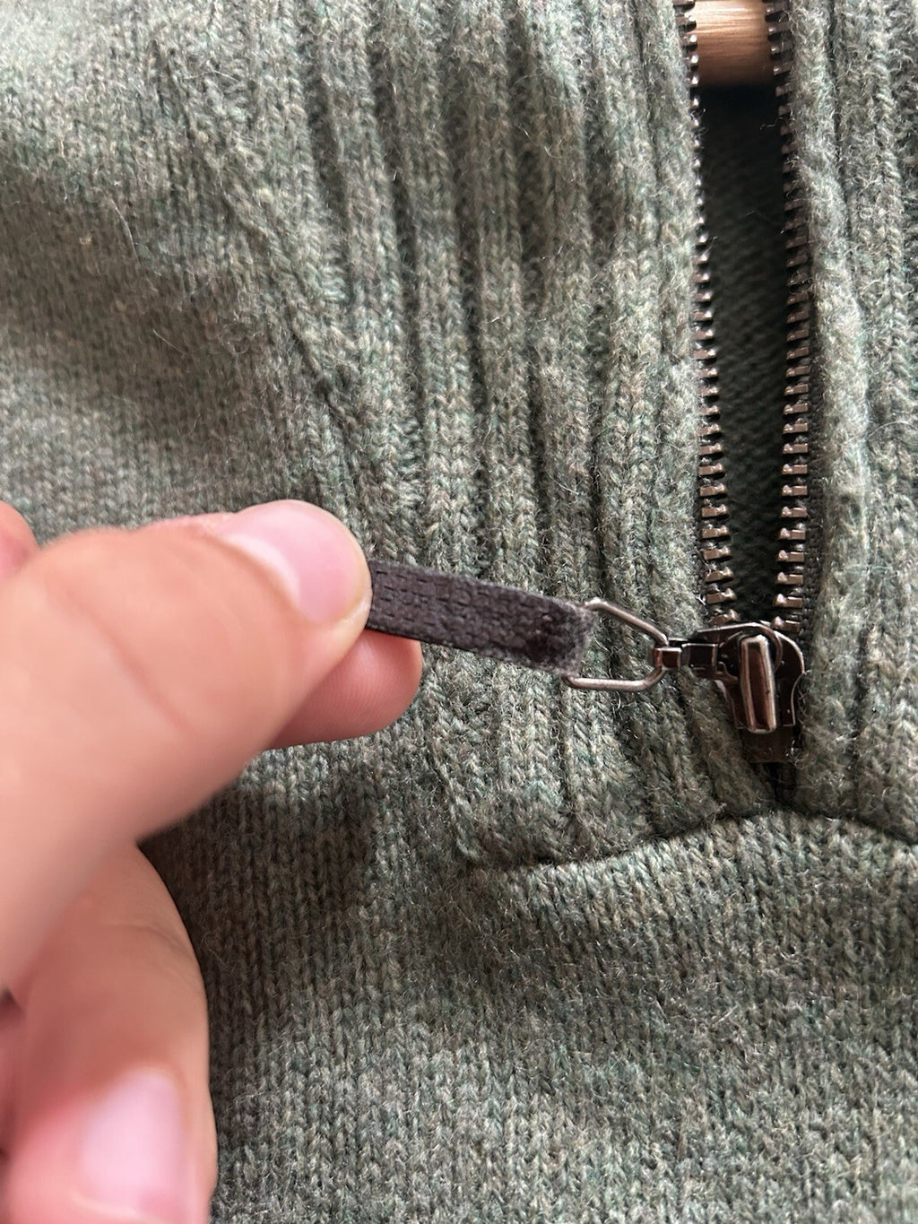 Burberry London Green 100% Lambswool Quarter Zip Jumper Nova Check Size 7 (XL)