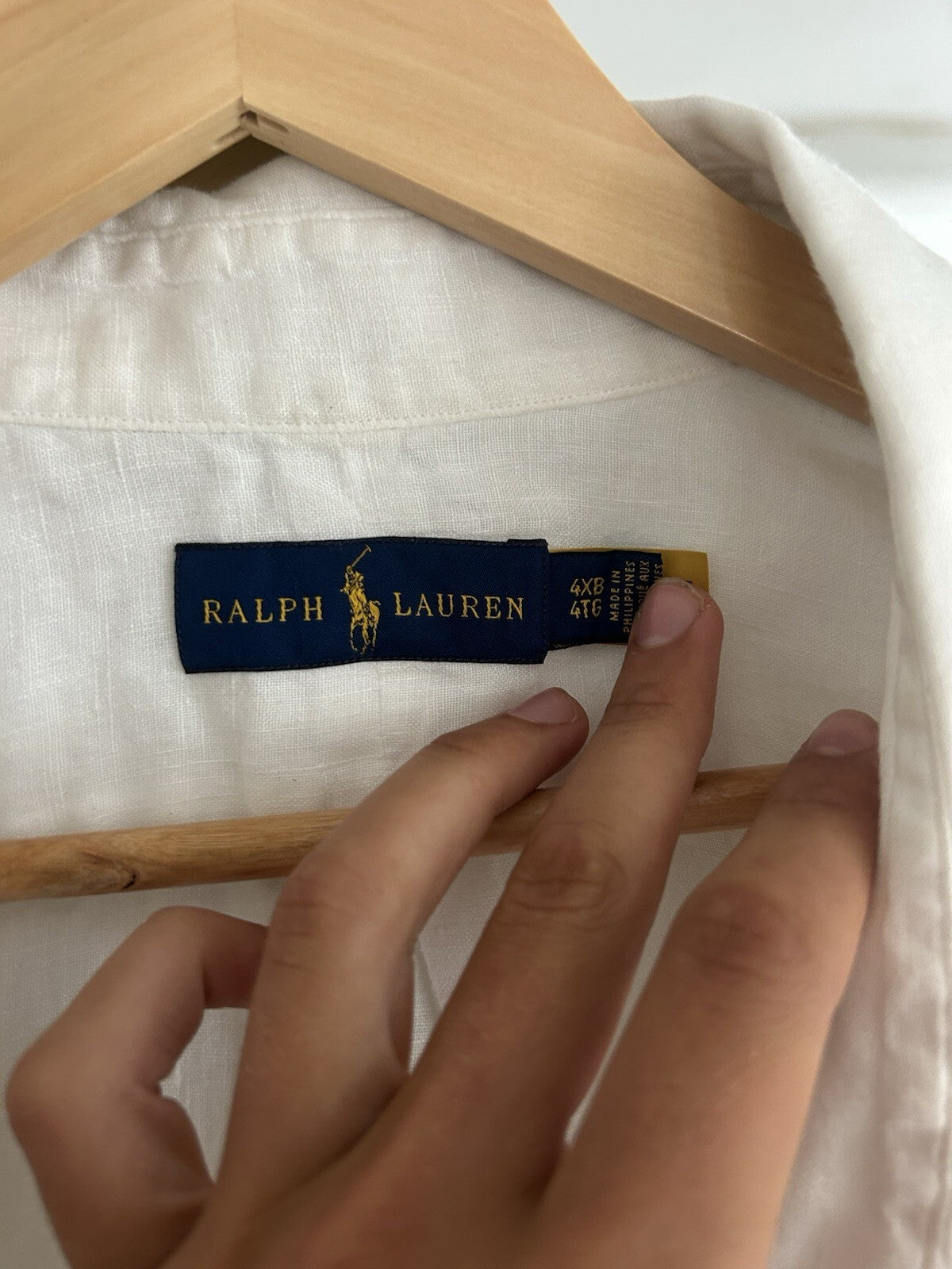 Ralph Lauren 100% Linen Solid White Short-Sleeved Shirt, Size 4XB (big)